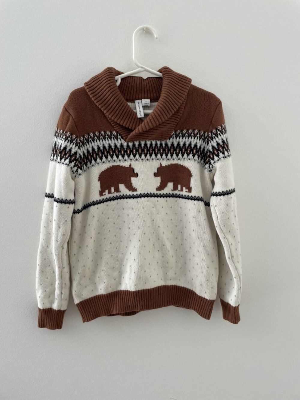 Janie and Jack boys 7 Bear Fair Isle sweater shawl ribbed collar, Family photo